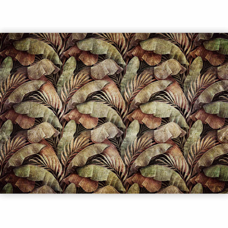 Photo Wallpaper In the jungle - a theme with plants maintained in shades of bronze 138602 additionalImage 5