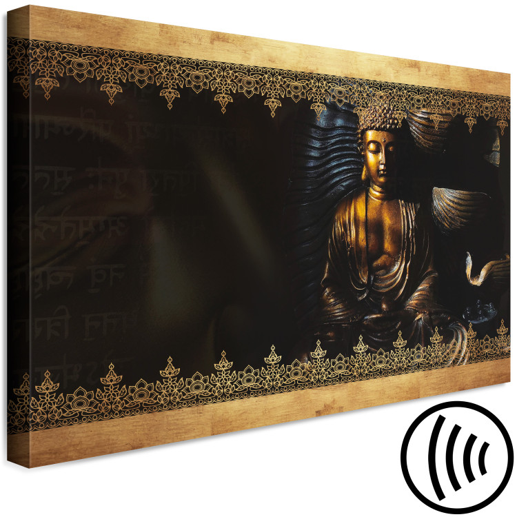 Canvas Art Print Golden Faith (1-piece) Wide - oriental composition in Zen style 138702 additionalImage 6