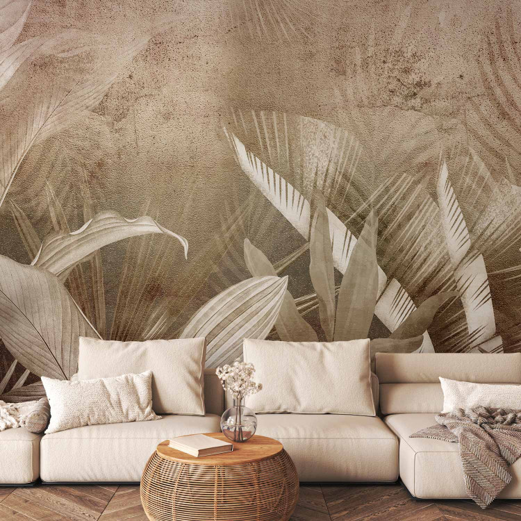 Wall Mural Leaf composition - Abstraction with leaves in shades of bronze 142302