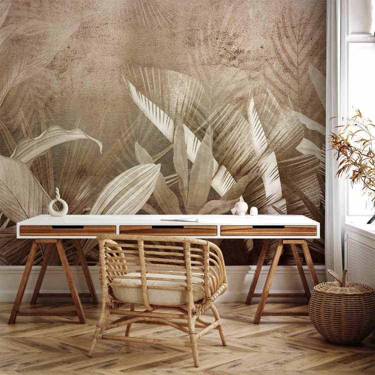 Wall Mural Leaf composition - Abstraction with leaves in shades of bronze 142302 additionalImage 4