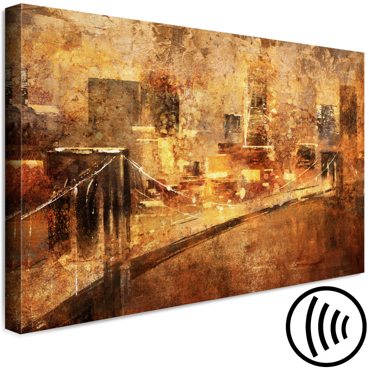 Canvas Art Print Metropolis of Wealth (1-piece) - cityscape and bridge in golden tones 142602 additionalImage 6