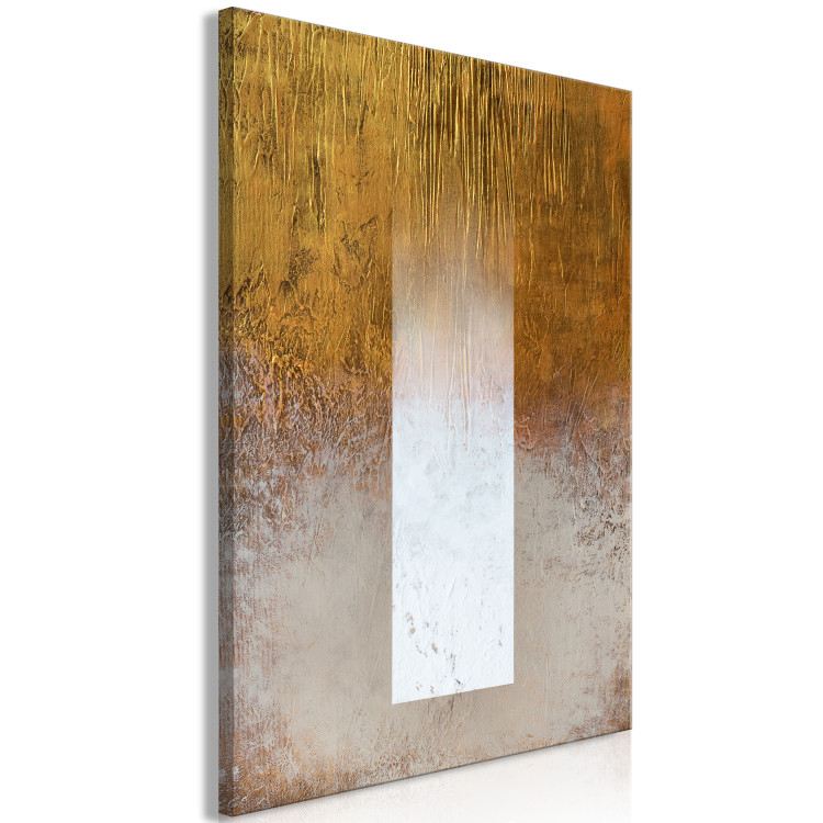 Canvas Print Spectrum Abstraction (1-piece) - fading white stripe and gold-gray background 143802 additionalImage 2
