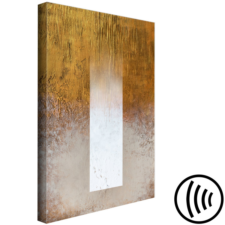 Canvas Print Spectrum Abstraction (1-piece) - fading white stripe and gold-gray background 143802 additionalImage 6