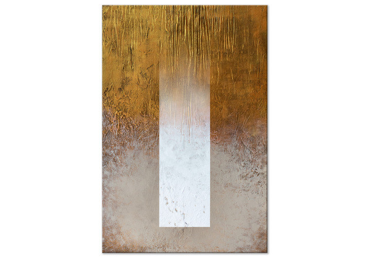 Canvas Print Spectrum Abstraction (1-piece) - fading white stripe and gold-gray background 143802