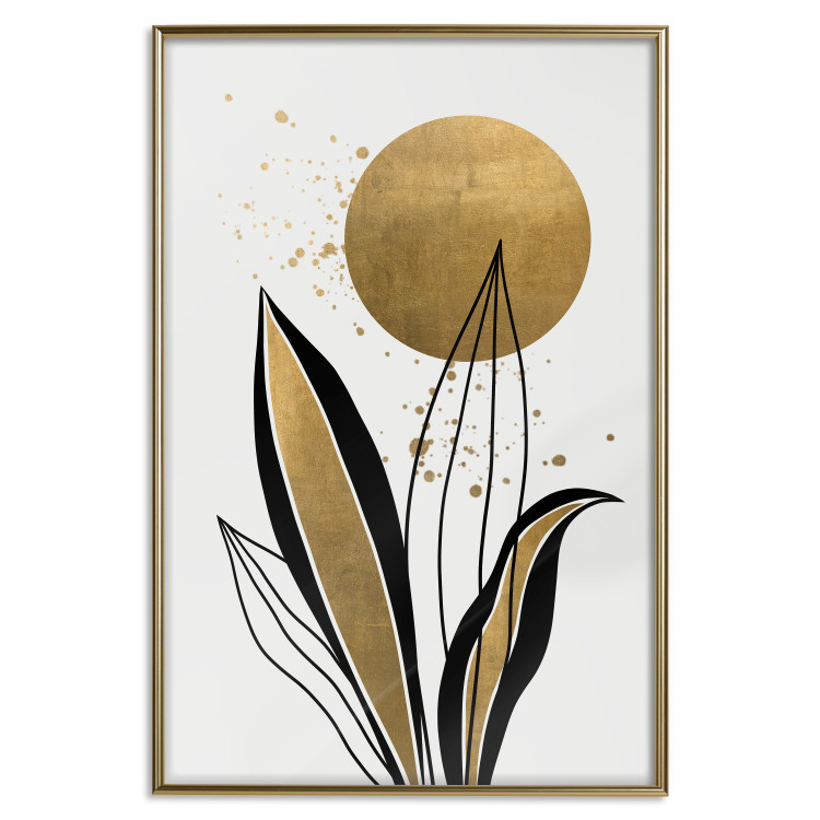Wall Poster Abstract Nature - Black and Gold Leaves, Rising Sun and Dew 145102 additionalImage 20