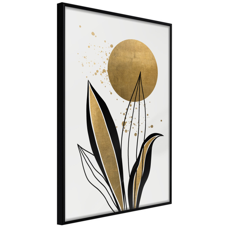 Wall Poster Abstract Nature - Black and Gold Leaves, Rising Sun and Dew 145102 additionalImage 11