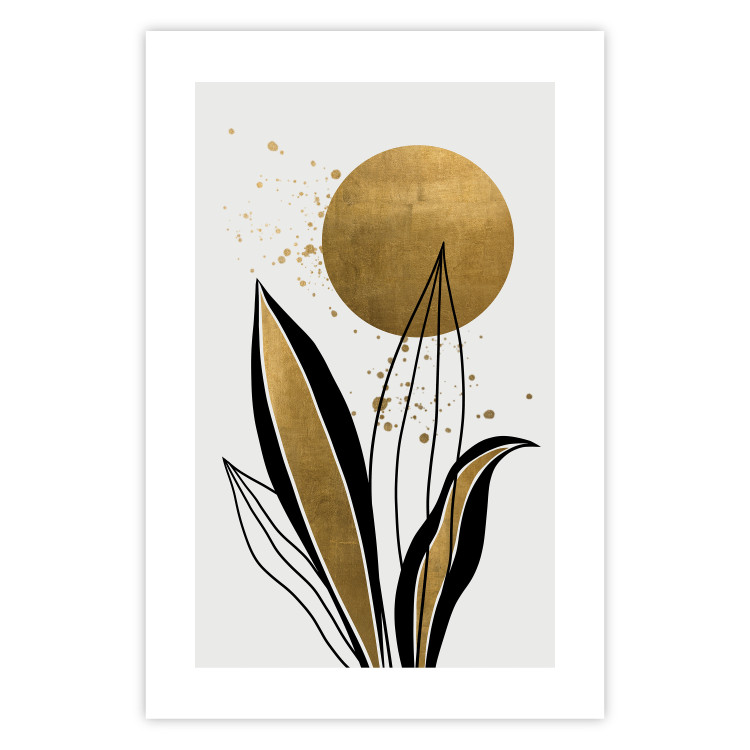Wall Poster Abstract Nature - Black and Gold Leaves, Rising Sun and Dew 145102 additionalImage 19