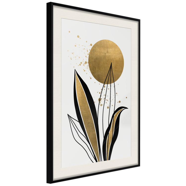 Wall Poster Abstract Nature - Black and Gold Leaves, Rising Sun and Dew 145102 additionalImage 4