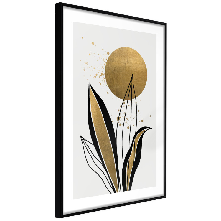 Wall Poster Abstract Nature - Black and Gold Leaves, Rising Sun and Dew 145102 additionalImage 13