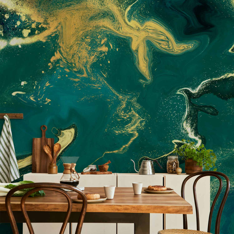Wall Mural Noble Green - Structure Resembling Gilded Malachite 148602 additionalImage 6