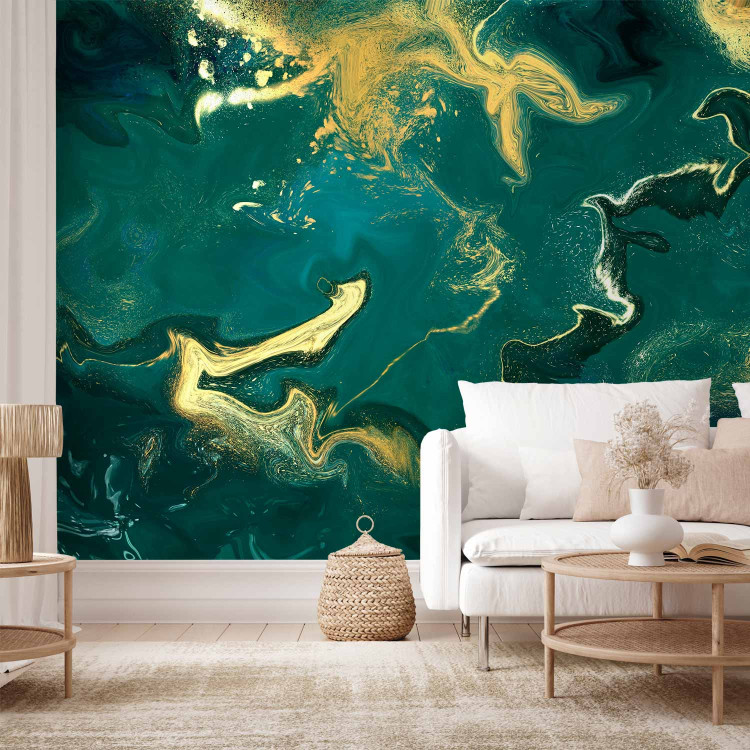 Wall Mural Noble Green - Structure Resembling Gilded Malachite 148602