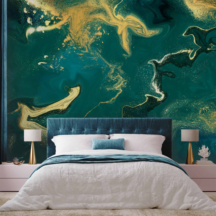 Wall Mural Noble Green - Structure Resembling Gilded Malachite 148602 additionalImage 2