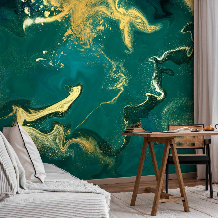 Wall Mural Noble Green - Structure Resembling Gilded Malachite 148602 additionalImage 4