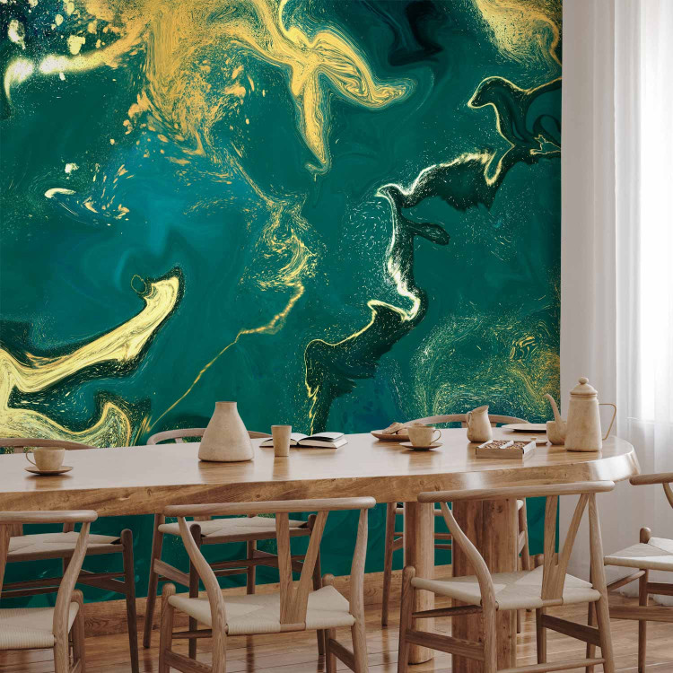 Wall Mural Noble Green - Structure Resembling Gilded Malachite 148602 additionalImage 7