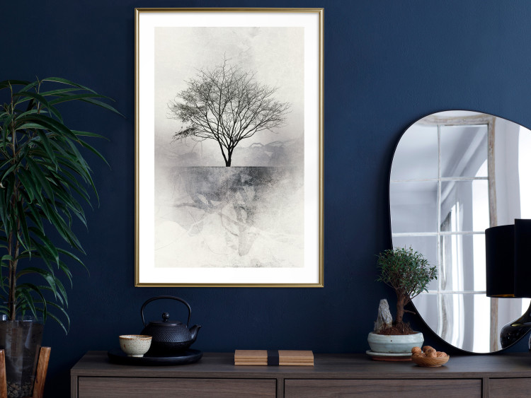 Wall Poster Landscape - Lonely Tree on an Abstract Light Gray Background 148902 additionalImage 16