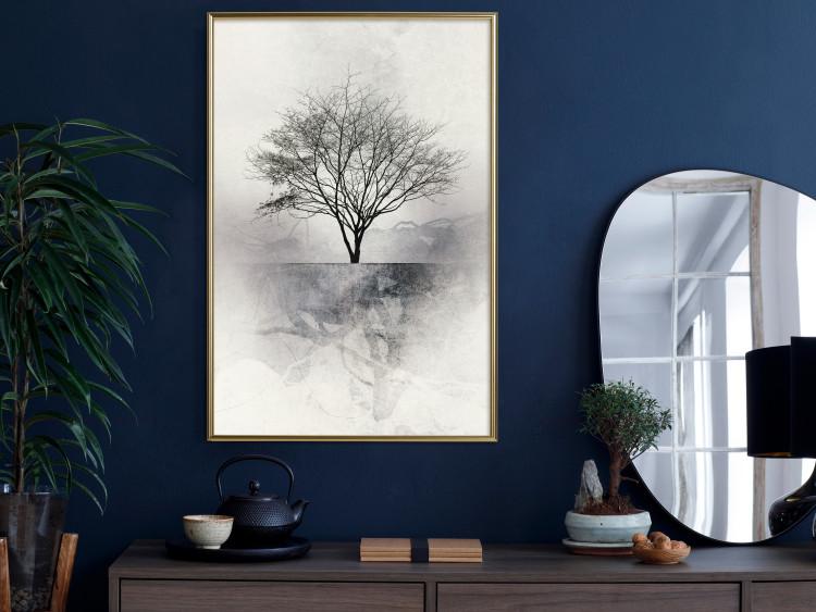Wall Poster Landscape - Lonely Tree on an Abstract Light Gray Background 148902 additionalImage 15