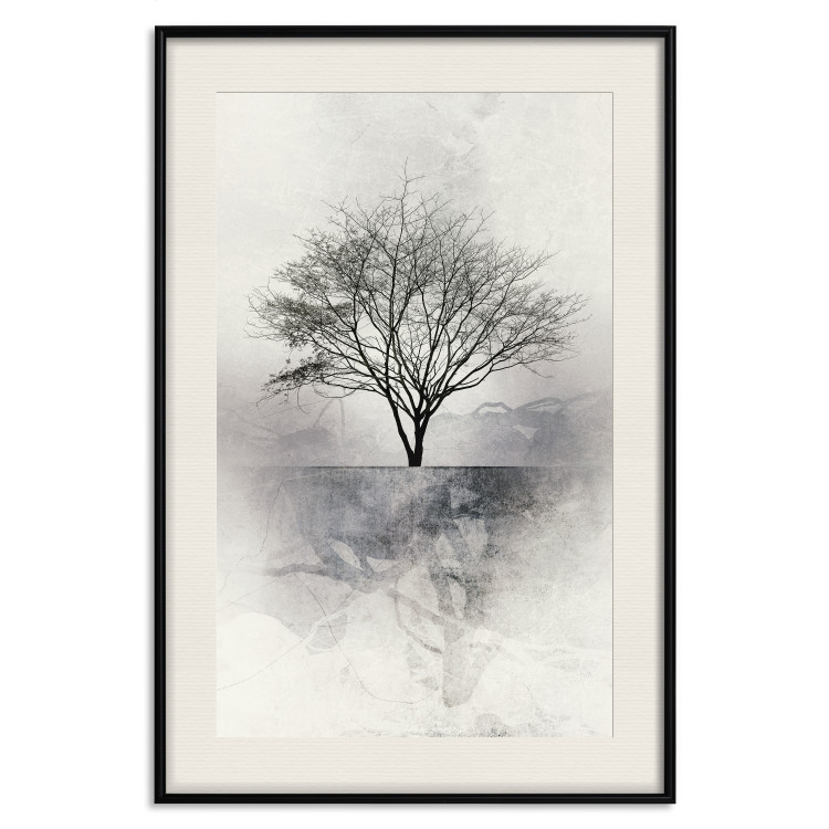 Wall Poster Landscape - Lonely Tree on an Abstract Light Gray Background 148902 additionalImage 26