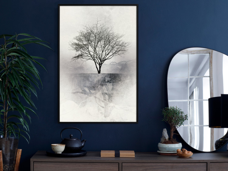 Wall Poster Landscape - Lonely Tree on an Abstract Light Gray Background 148902 additionalImage 8