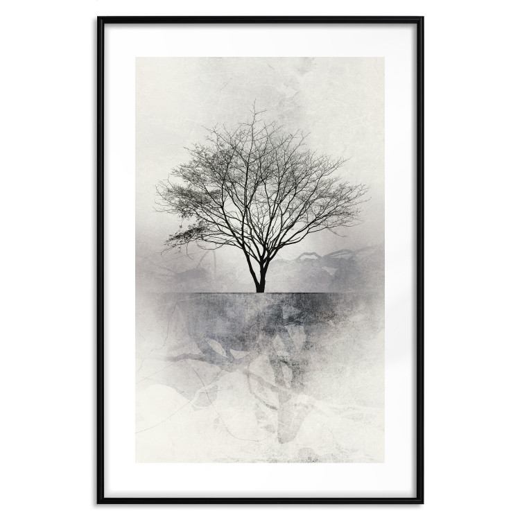 Wall Poster Landscape - Lonely Tree on an Abstract Light Gray Background 148902 additionalImage 25