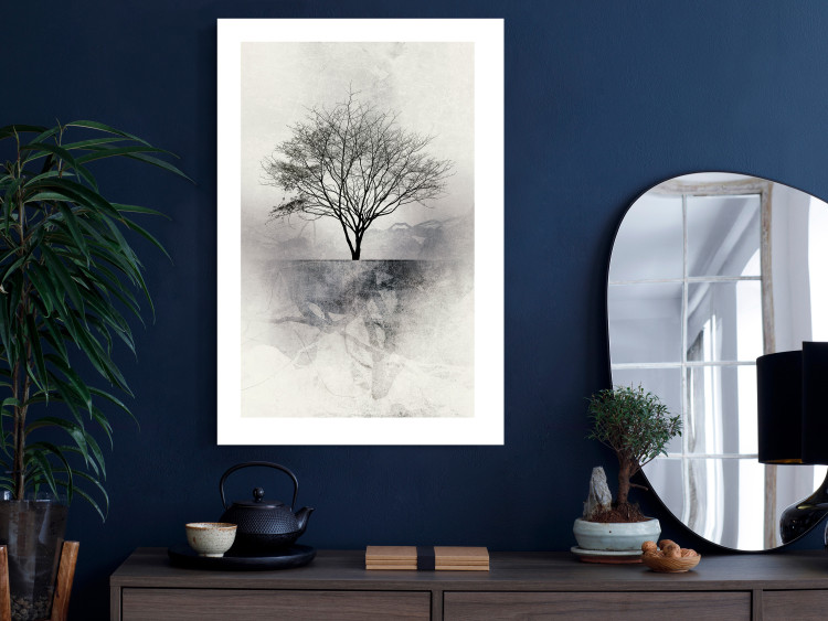 Wall Poster Landscape - Lonely Tree on an Abstract Light Gray Background 148902 additionalImage 13