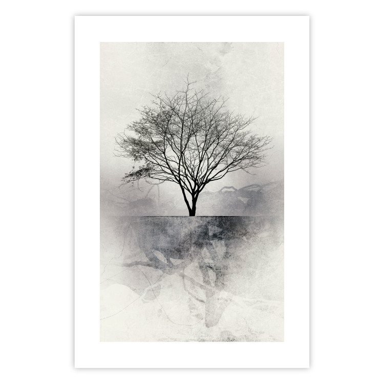 Wall Poster Landscape - Lonely Tree on an Abstract Light Gray Background 148902 additionalImage 22
