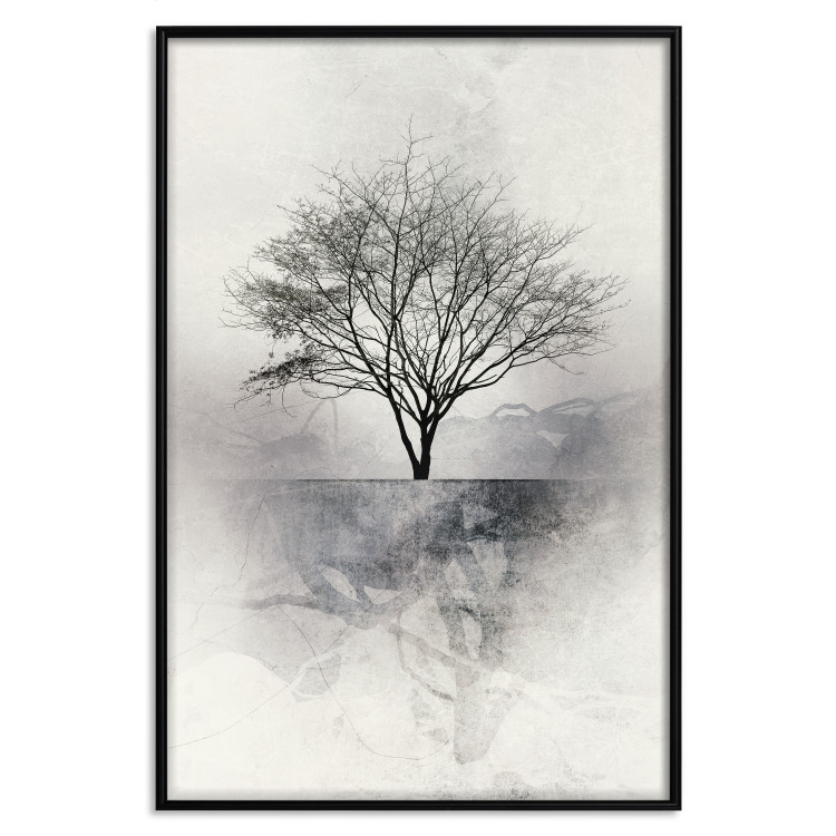 Wall Poster Landscape - Lonely Tree on an Abstract Light Gray Background 148902 additionalImage 20