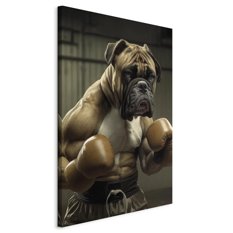 Canvas Print AI Boxer Dog - Fantasy Portrait of a Strong Animal in the Ring - Vertical 150102 additionalImage 2