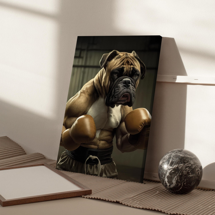 Canvas Print AI Boxer Dog - Fantasy Portrait of a Strong Animal in the Ring - Vertical 150102 additionalImage 11