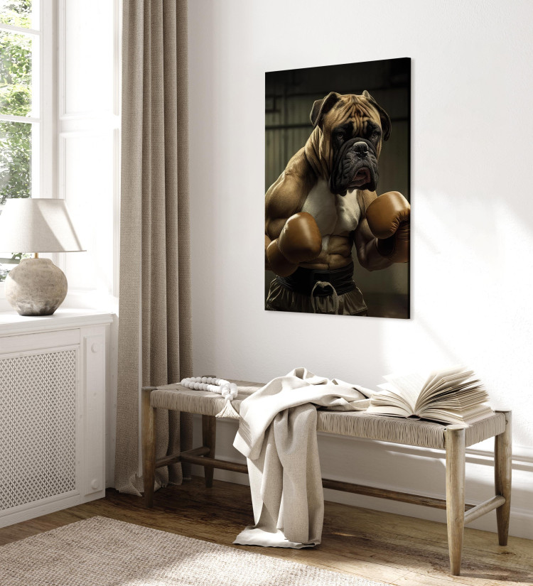 Canvas Print AI Boxer Dog - Fantasy Portrait of a Strong Animal in the Ring - Vertical 150102 additionalImage 10