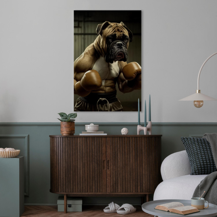 Canvas Print AI Boxer Dog - Fantasy Portrait of a Strong Animal in the Ring - Vertical 150102 additionalImage 3