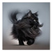 Canvas AI Maine Coon Cat - Walking Animal With Long Black Hair - Square 150202