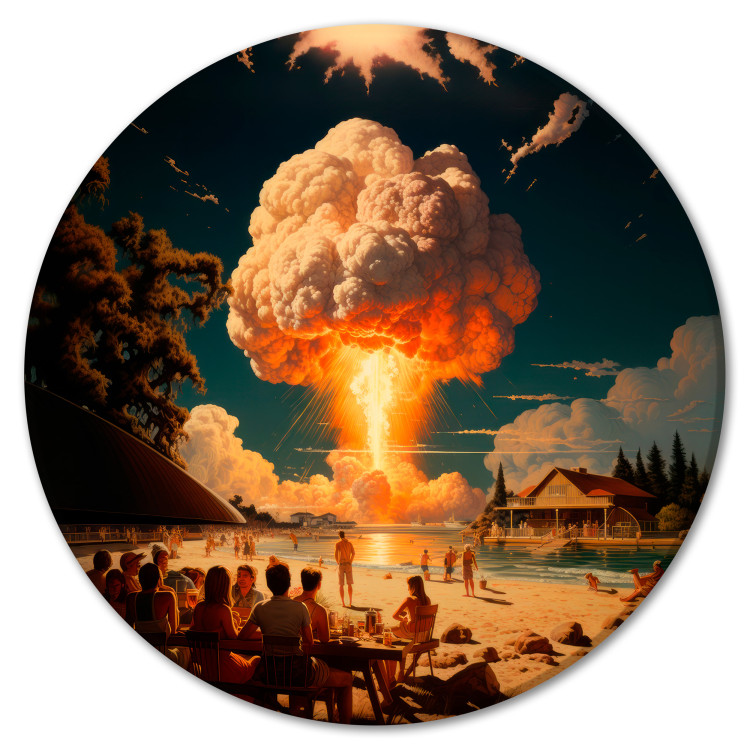 Round Canvas A Beautiful Disaster - A Holiday Resort With a Nuclear Explosion in the Background 151602