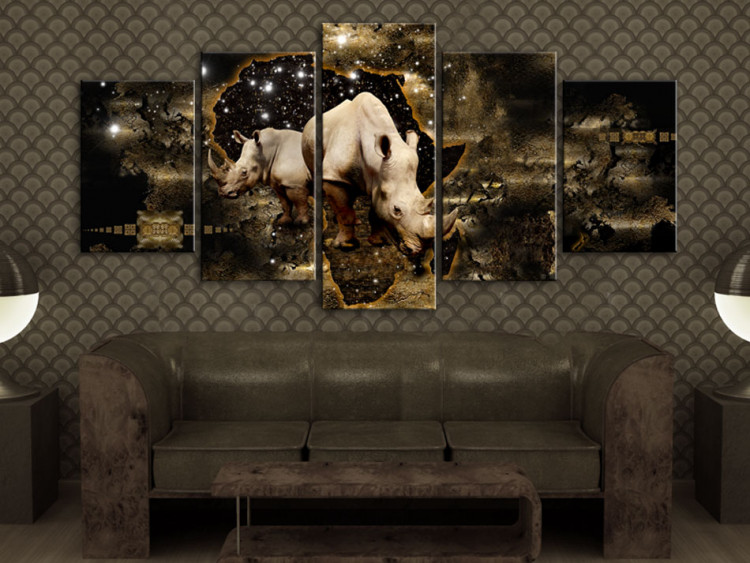 Canvas Print Golden Rhino (5 Parts) Wide 50002 additionalImage 3