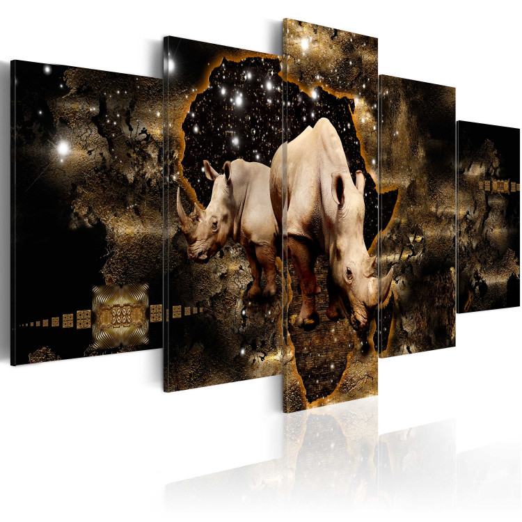 Canvas Print Golden Rhino (5 Parts) Wide 50002 additionalImage 2