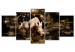 Canvas Print Golden Rhino (5 Parts) Wide 50002