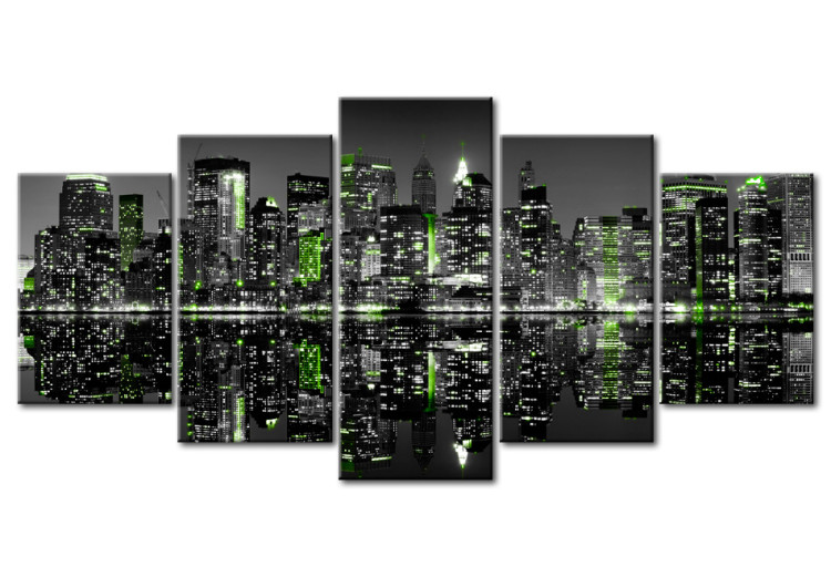 Canvas Print Emerald lights on skyscrapers in New York 58402