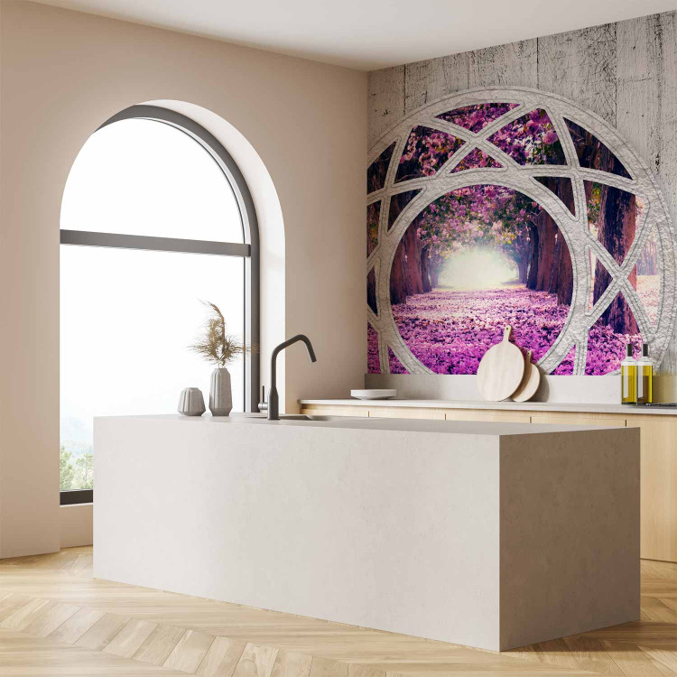 Photo Wallpaper Fuchsia Landscape - Window View in Provencal Style with an Illusion Effect 60402 additionalImage 7