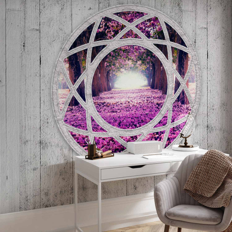 Photo Wallpaper Fuchsia Landscape - Window View in Provencal Style with an Illusion Effect 60402 additionalImage 4