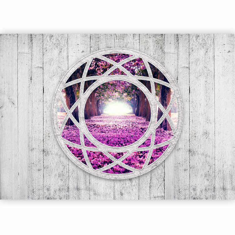 Photo Wallpaper Fuchsia Landscape - Window View in Provencal Style with an Illusion Effect 60402 additionalImage 1