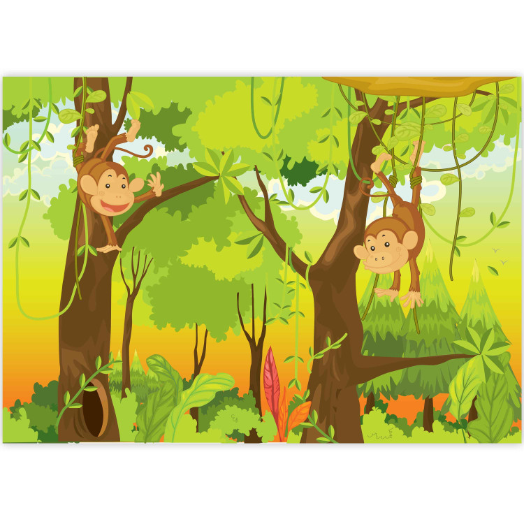 Wall Mural Fairy World - Jungle with monkeys on vines among trees for children 61202 additionalImage 5