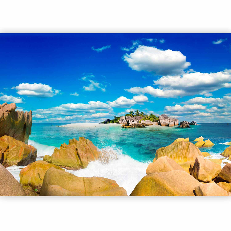 Wall Mural Deserted Island - Landscape with turquoise water, rocks, and palm trees 61702 additionalImage 1