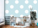 Photo Wallpaper Tiny White Polka Dots - Monolithic Design of White Dots on Blue Background 64802