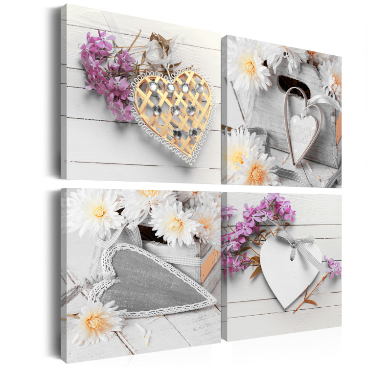 Canvas Art Print Hearts and flowers 88802 additionalImage 2