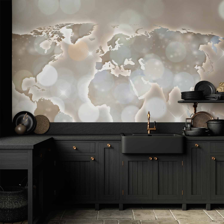 Photo Wallpaper Alabaster map - continents on a fuzzy background with a glowing light effect 89902 additionalImage 6