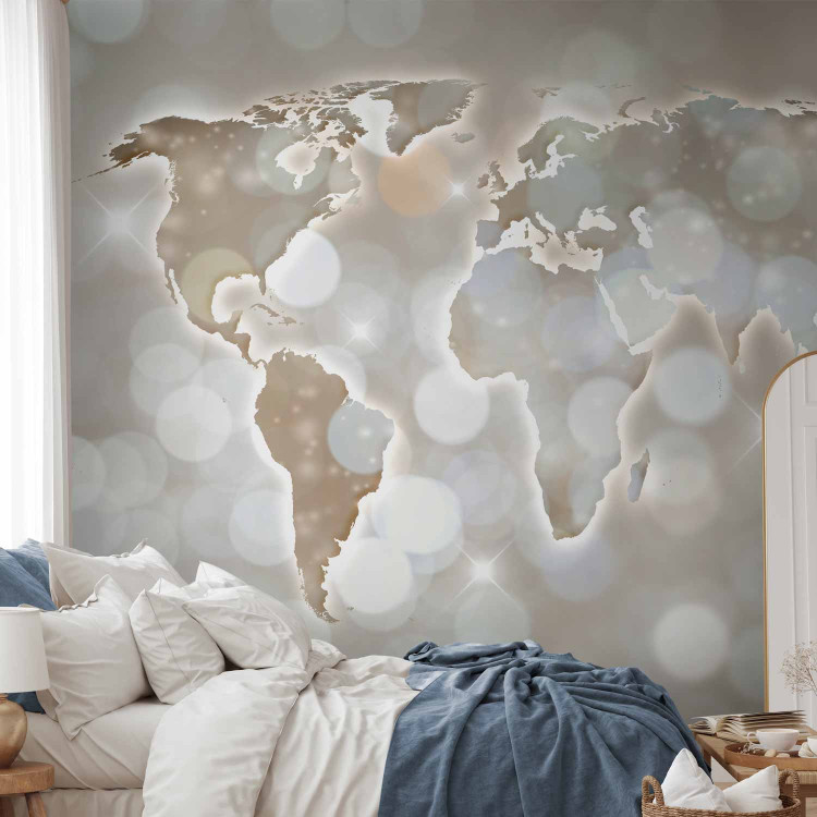 Photo Wallpaper Alabaster map - continents on a fuzzy background with a glowing light effect 89902 additionalImage 2