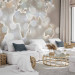 Photo Wallpaper Alabaster map - continents on a fuzzy background with a glowing light effect 89902