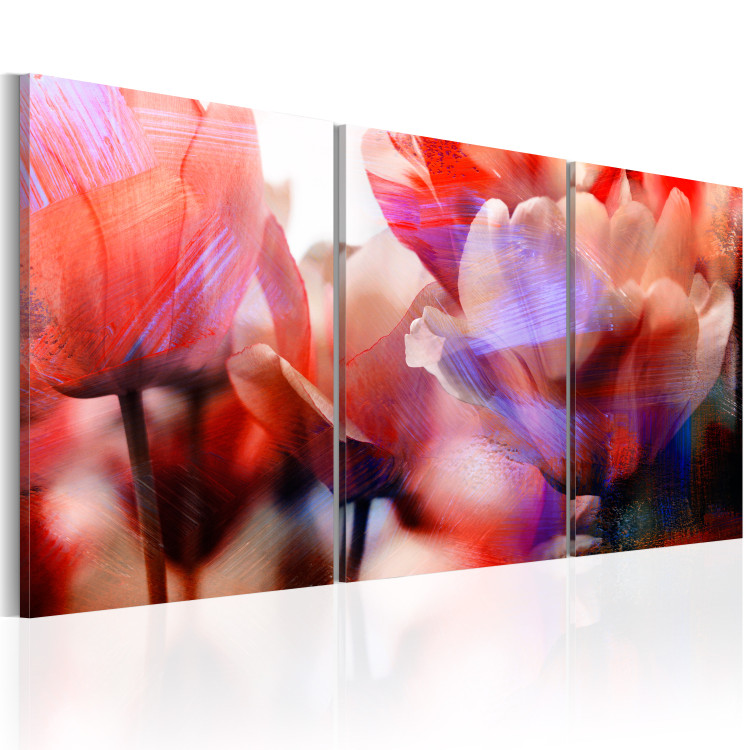 Canvas Tulips of Love (3-piece) - Close-Up of Colorful Spring Flowers 92702 additionalImage 2