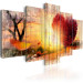 Canvas Autumn Love (5-piece) - Sunlit Meadow and Pink Leaves 93002 additionalThumb 2