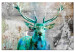 Canvas Print Green Deer (1-piece) - Stag and Nature on Variegated Background 106112