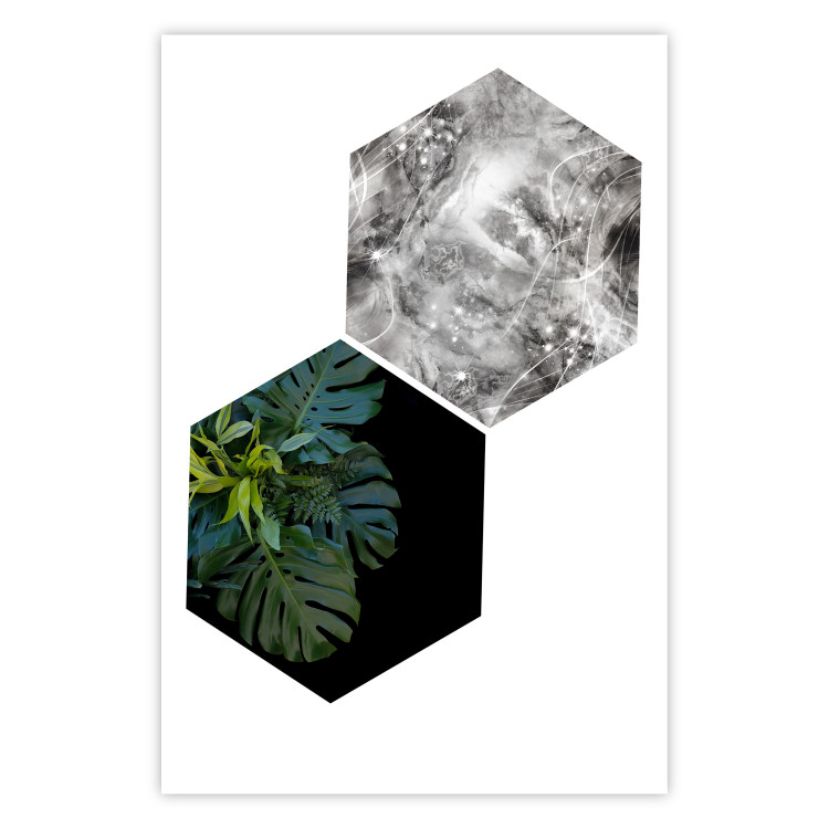 Wall Poster Flowers with Marble - geometric abstraction with a botanical motif 114312